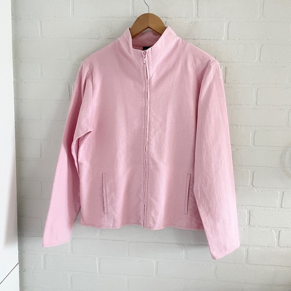 Eileen Fisher Jacket Pastel Darling Seersucker Baby pink Sustainale Pockets Sz M - Picture 1 of 11
